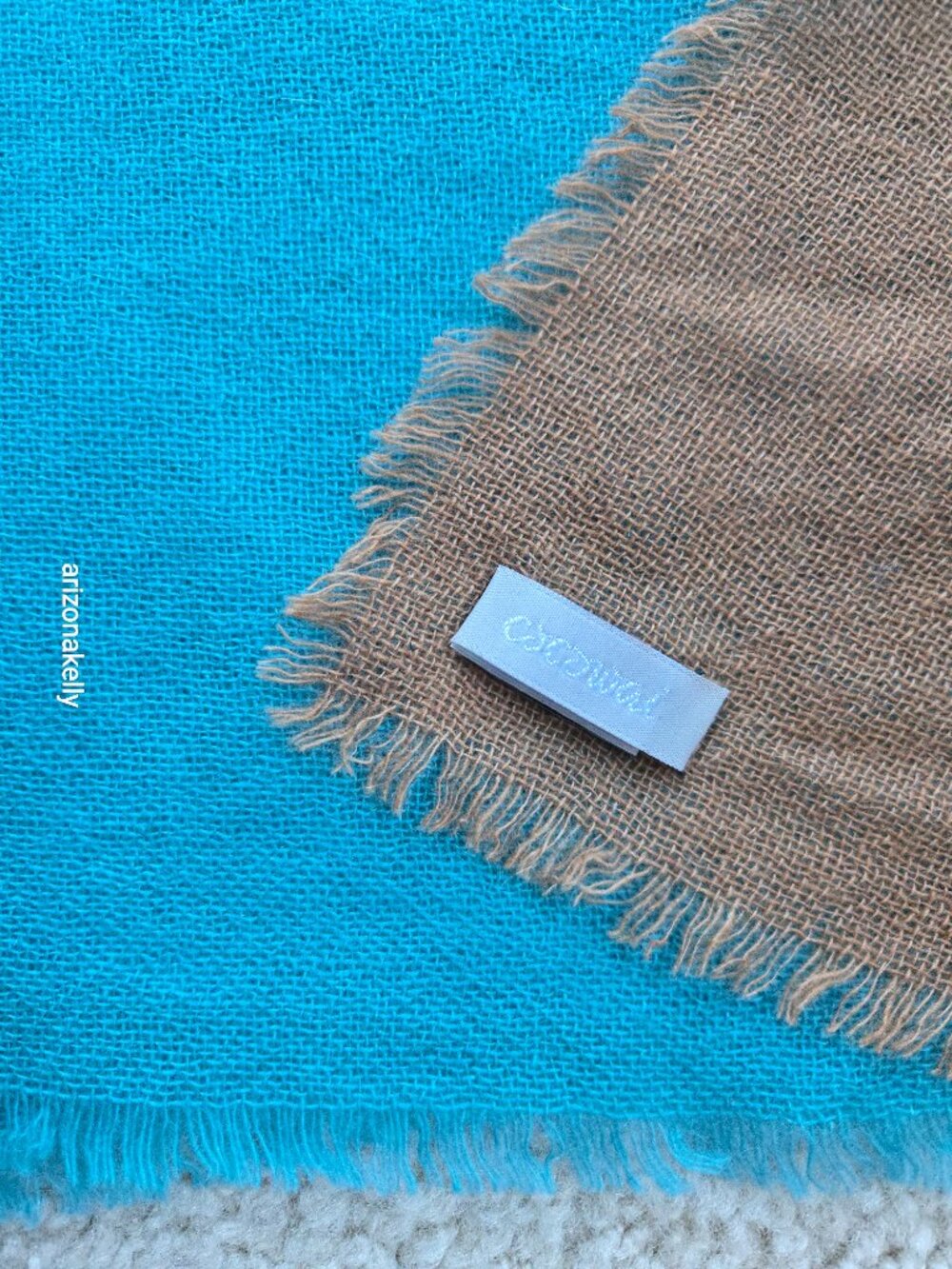 NWOT Cocowai Cashmere Woven Scarf Lightweight Blue - Picture 9 of 10